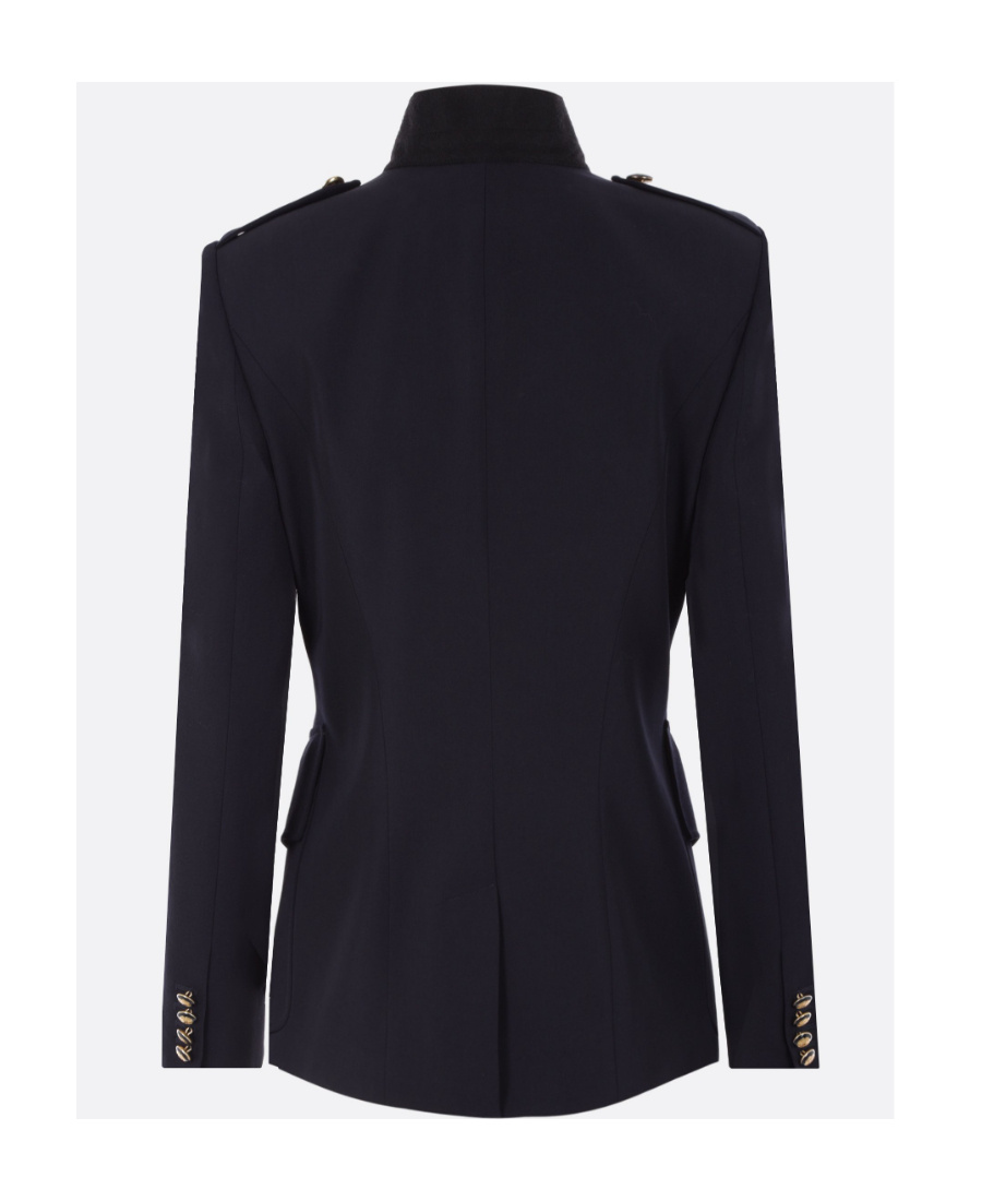 Alexander Mcqueen Alexander Mc Queen Single Breasted Navy Wool Jacket In Blue