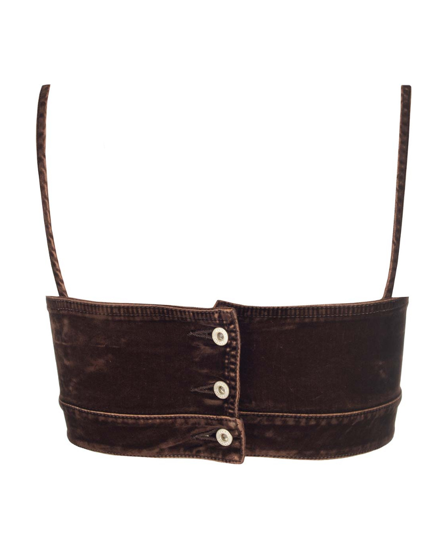 Loewe Velvet Denim Strappy Top In Brown