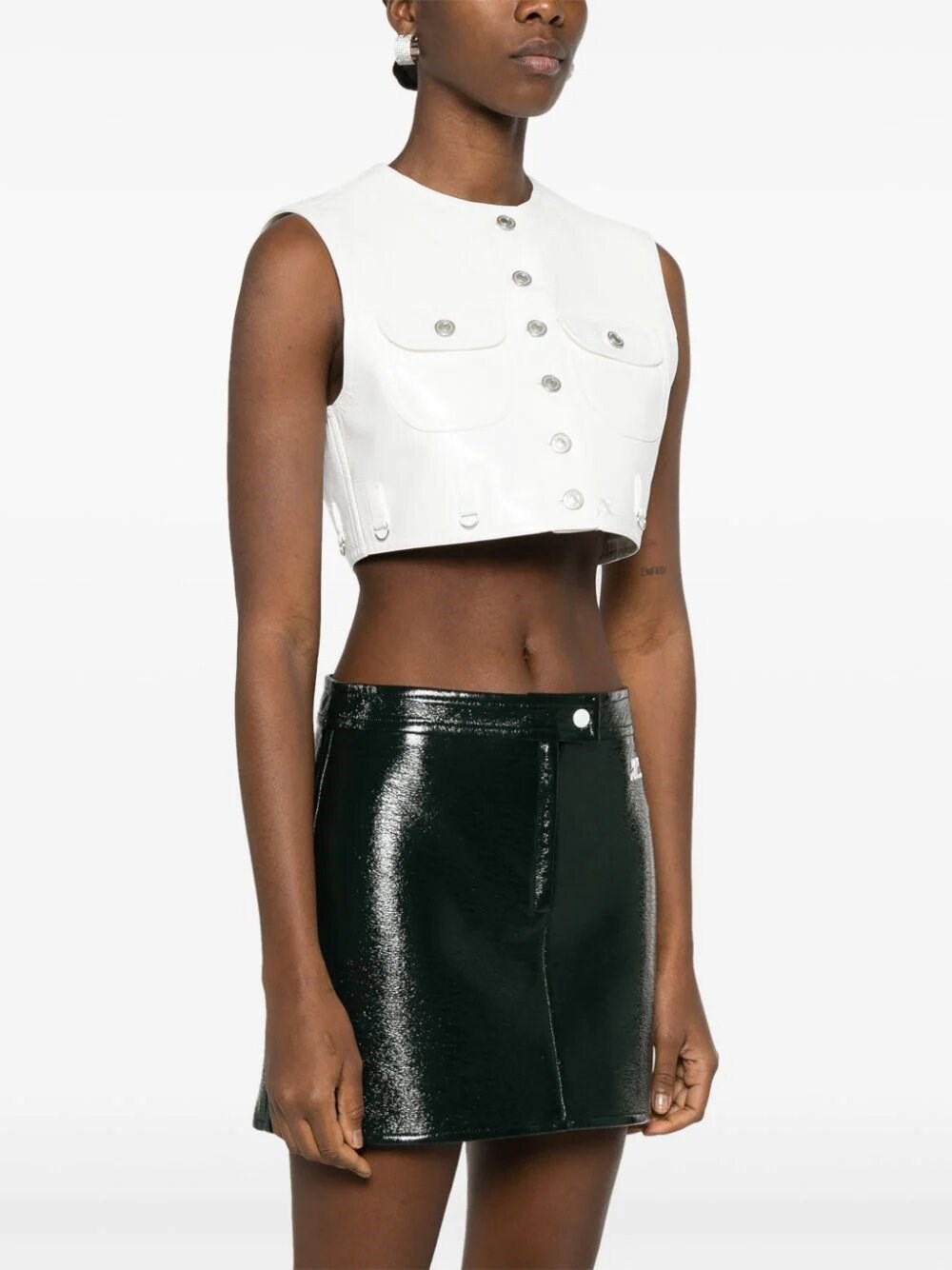 Courrèges Multiflex Cropped Denim Vest In White