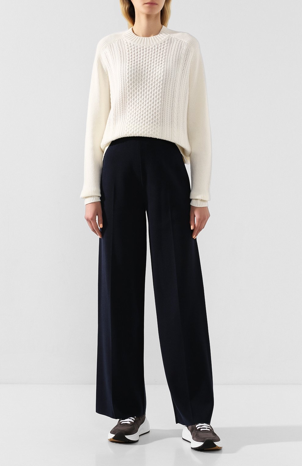 Loro Piana Knitted Pattern Pullover In White
