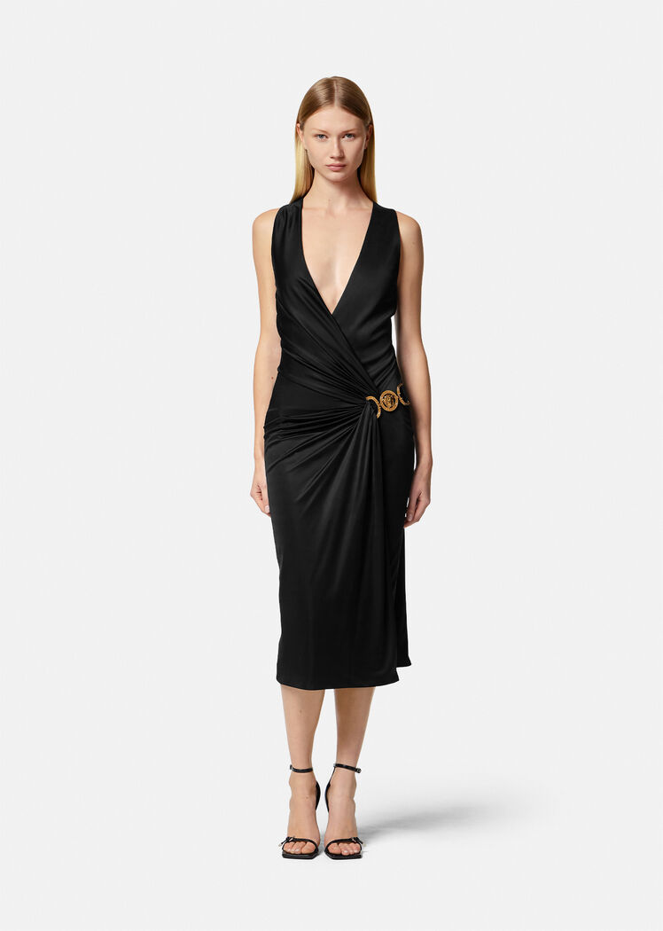 Versace Medusa '95 Black Midi Dress In Black