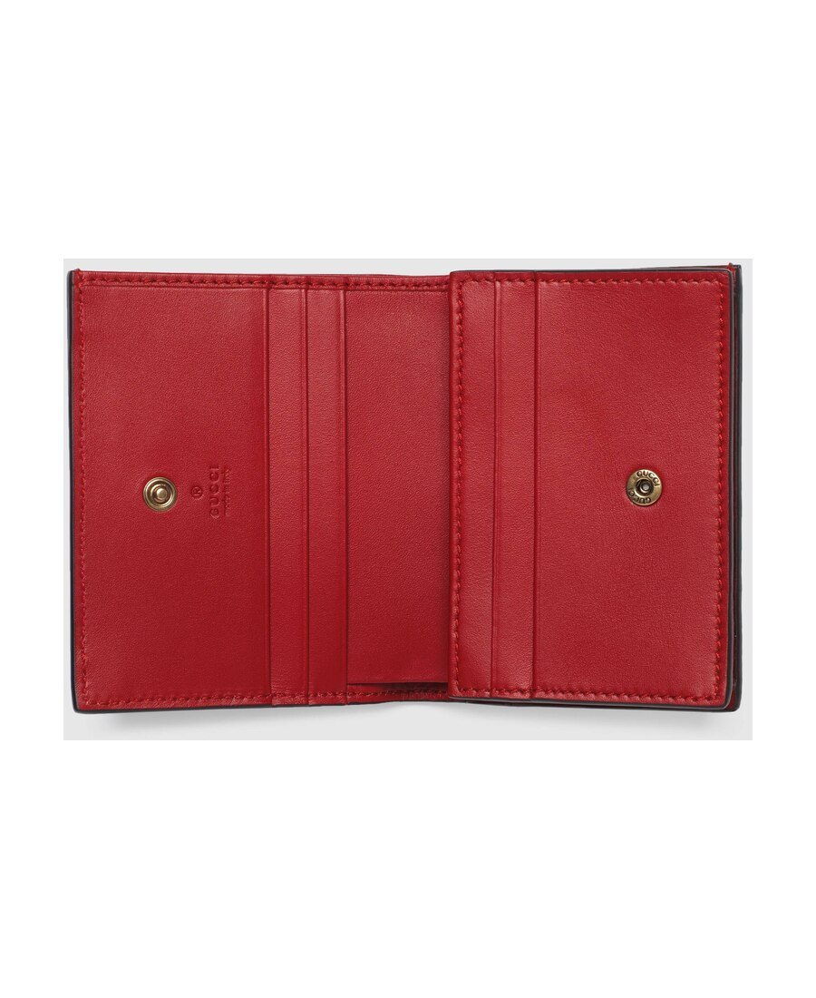 Gucci Gg Supreme Card Case With Cherries In Red