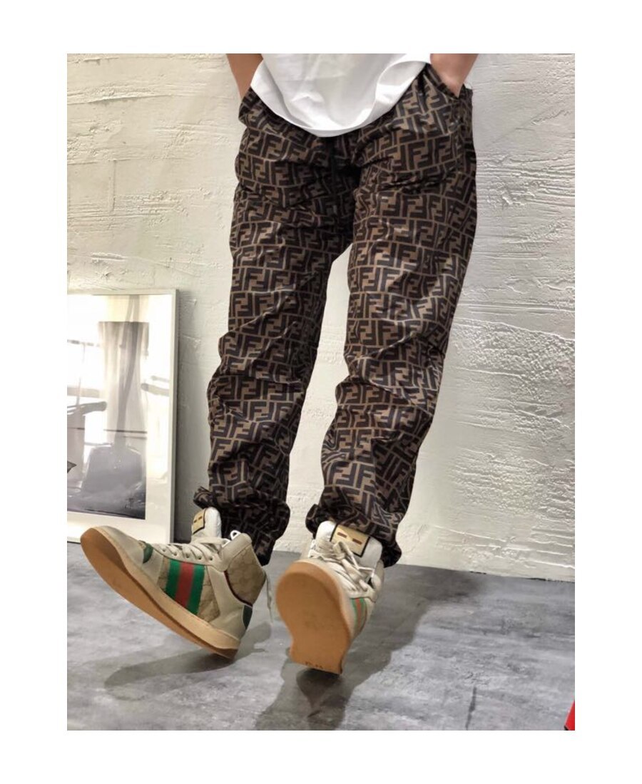 Fendi Ff Print Track Pants In Brown