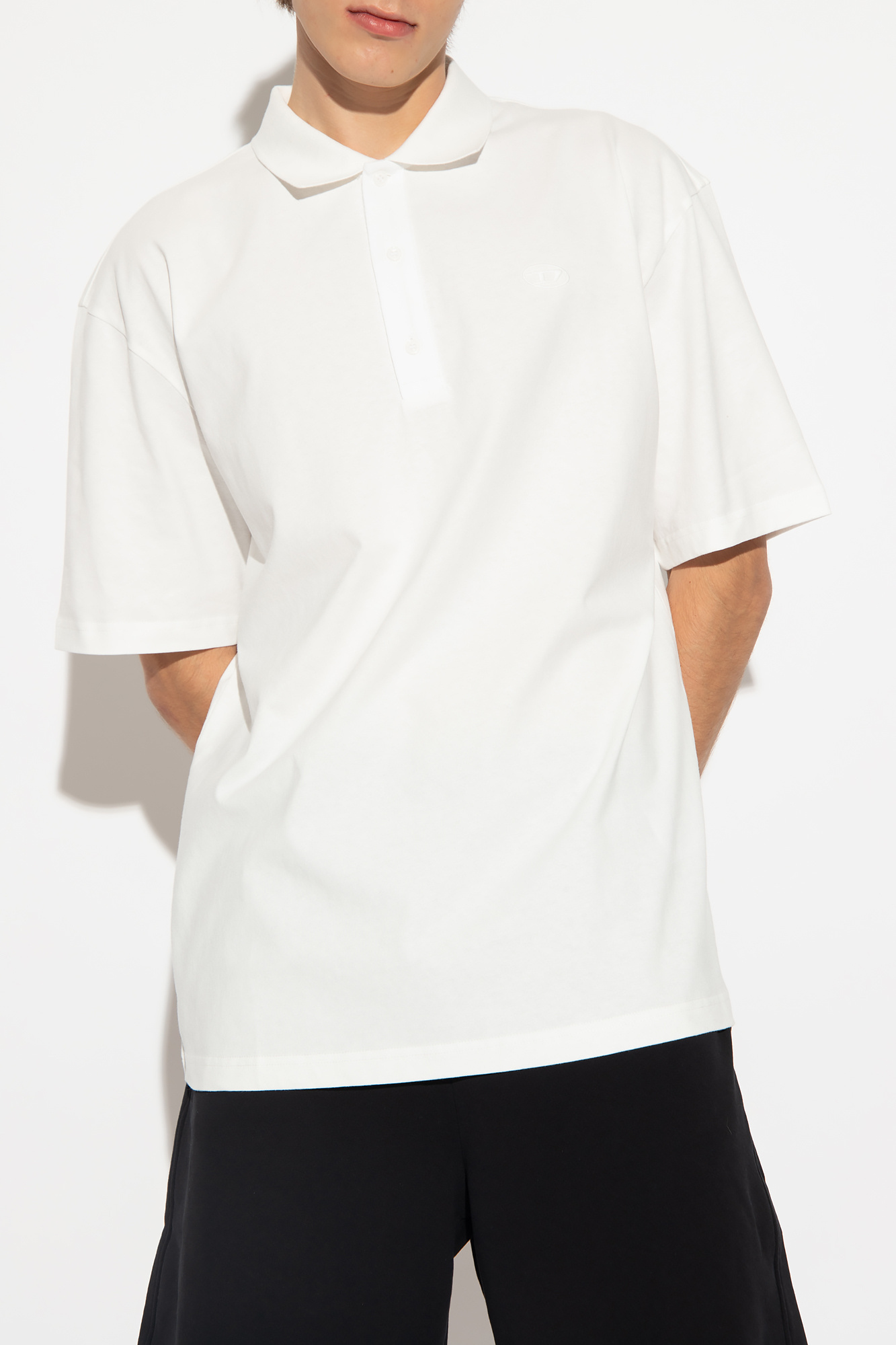 Diesel Oval D Organic Cotton Polo Shirt In White