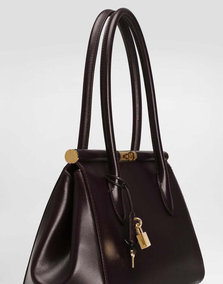 Dolce & Gabbana Aubergine Leather Everyday Marlene Shoulder Bag In Brown