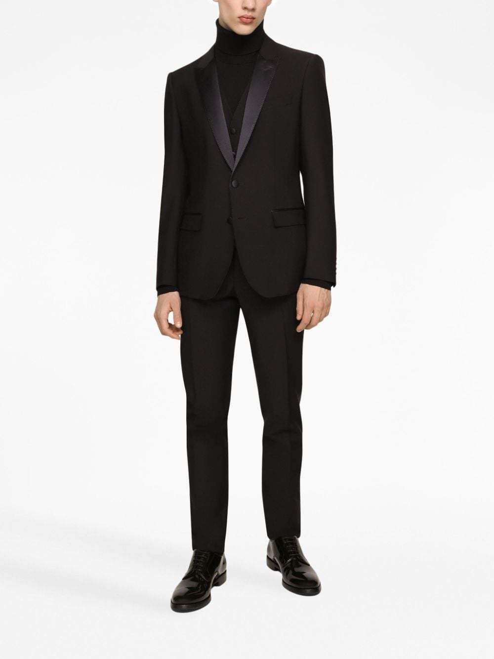 Dolce & Gabbana Wool Martini-fit Tuxedo Suit In Black