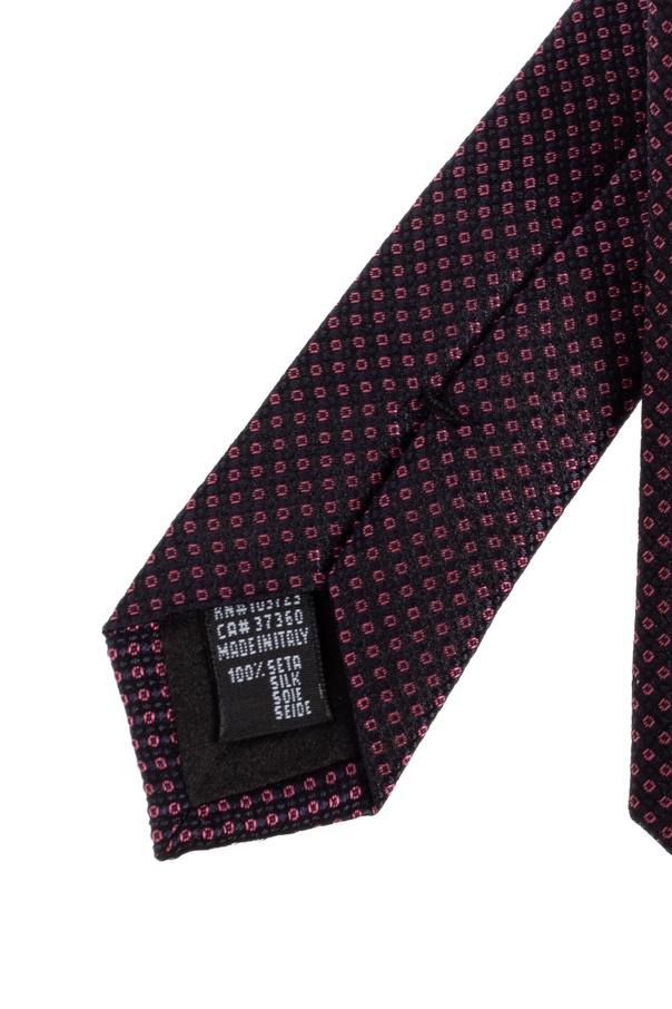 Giorgio Armani Micro-pattern Silk Tie In Blue
