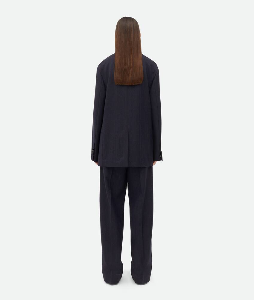 Shop Bottega Veneta Striped Wool Suit Coat In Black