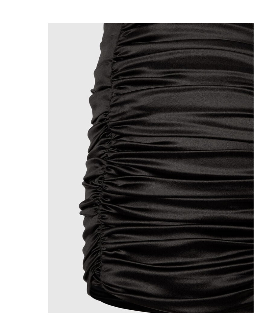 Dolce & Gabbana Short Draped Satin Skirt With Side Bow In Black