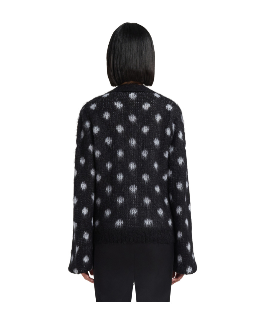 Marni Patterned Intarsia-knit V-neck Cardigan In Black
