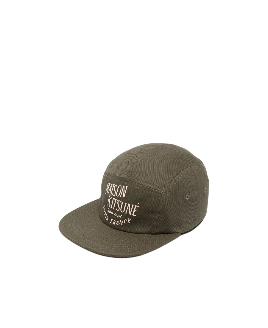 Maison Kitsuné Logo-print Cotton Cap In Green