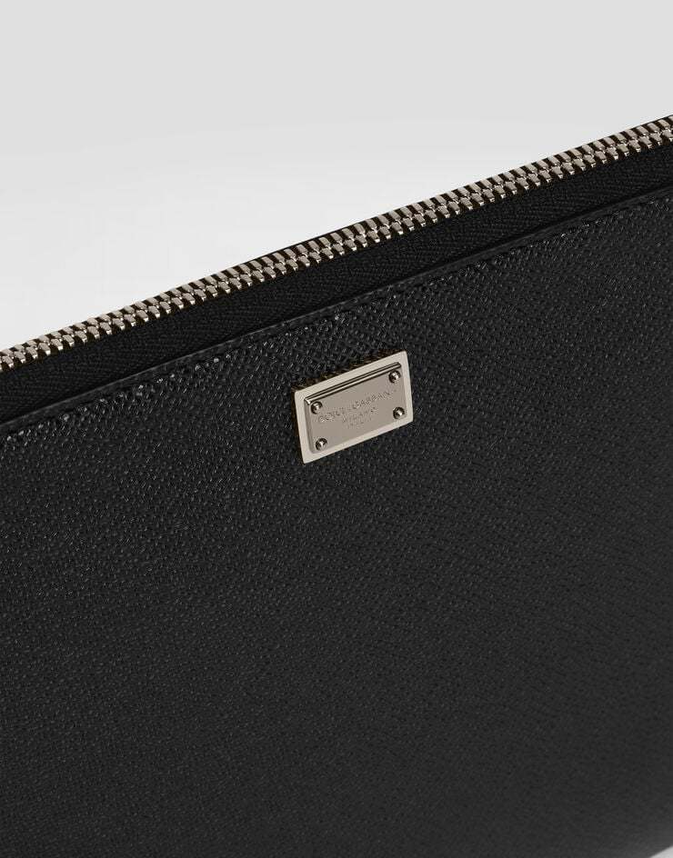 Dolce & Gabbana Black Clutch With Removable Wrist Strap And Logo Plaque On The Front In Black
