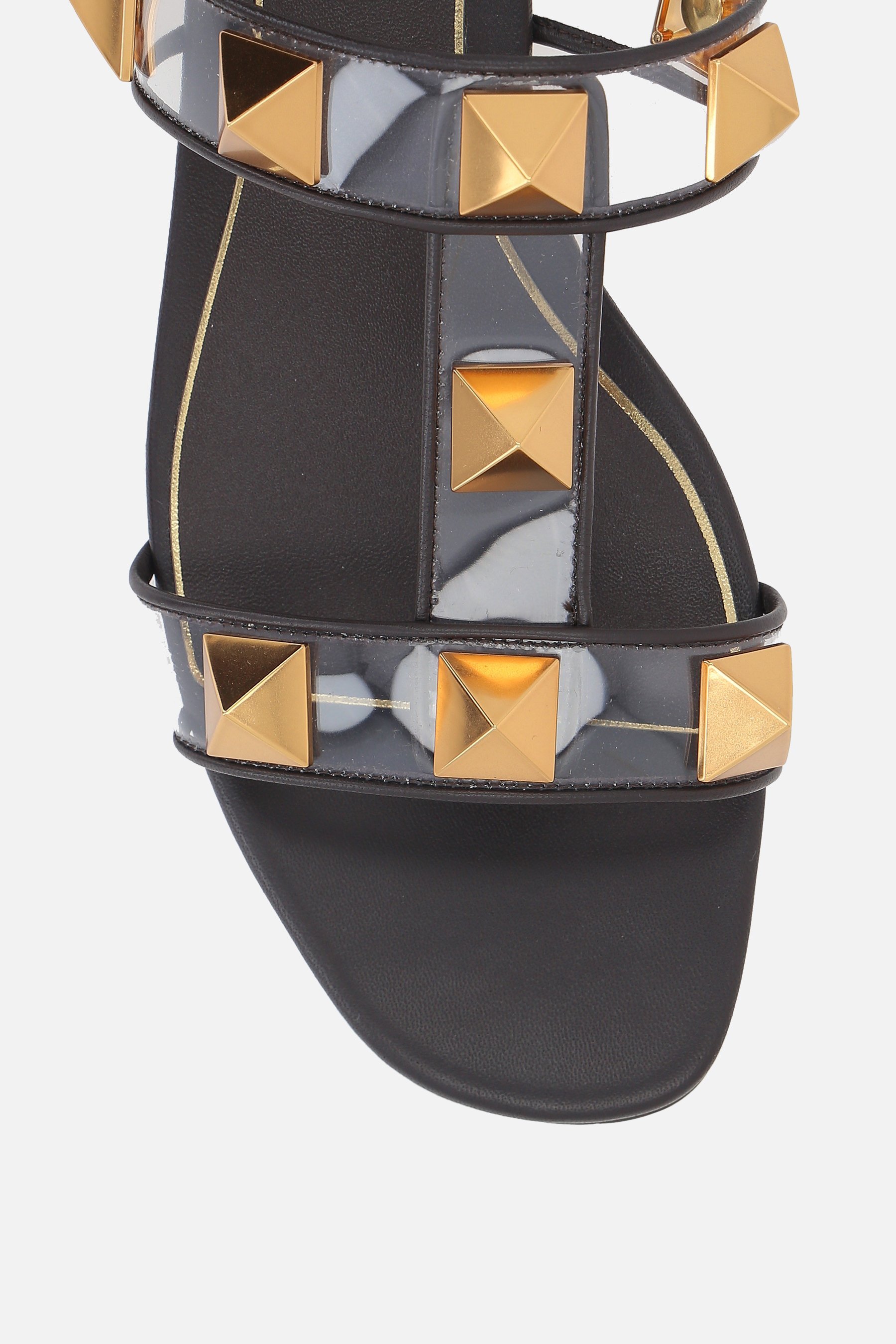 Valentino Roman Stud Pvc And Leather Slides In Gray