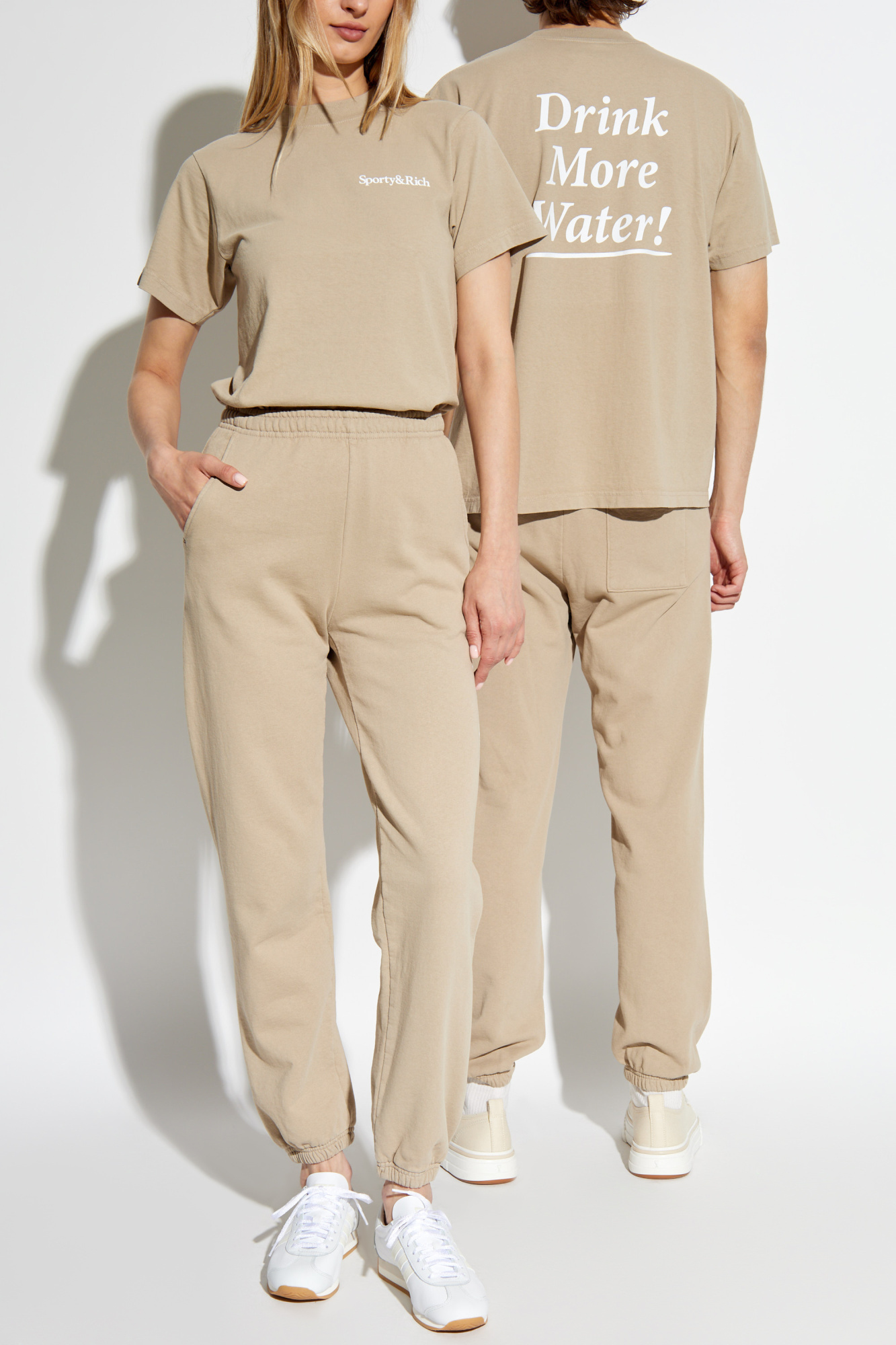 Sporty And Rich The Wall Street Collection Track Pants In Nude
