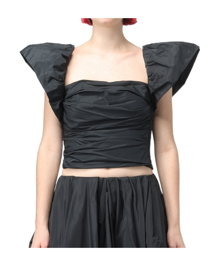 Pinko Pleated Square Collar Blouse In Animal Print