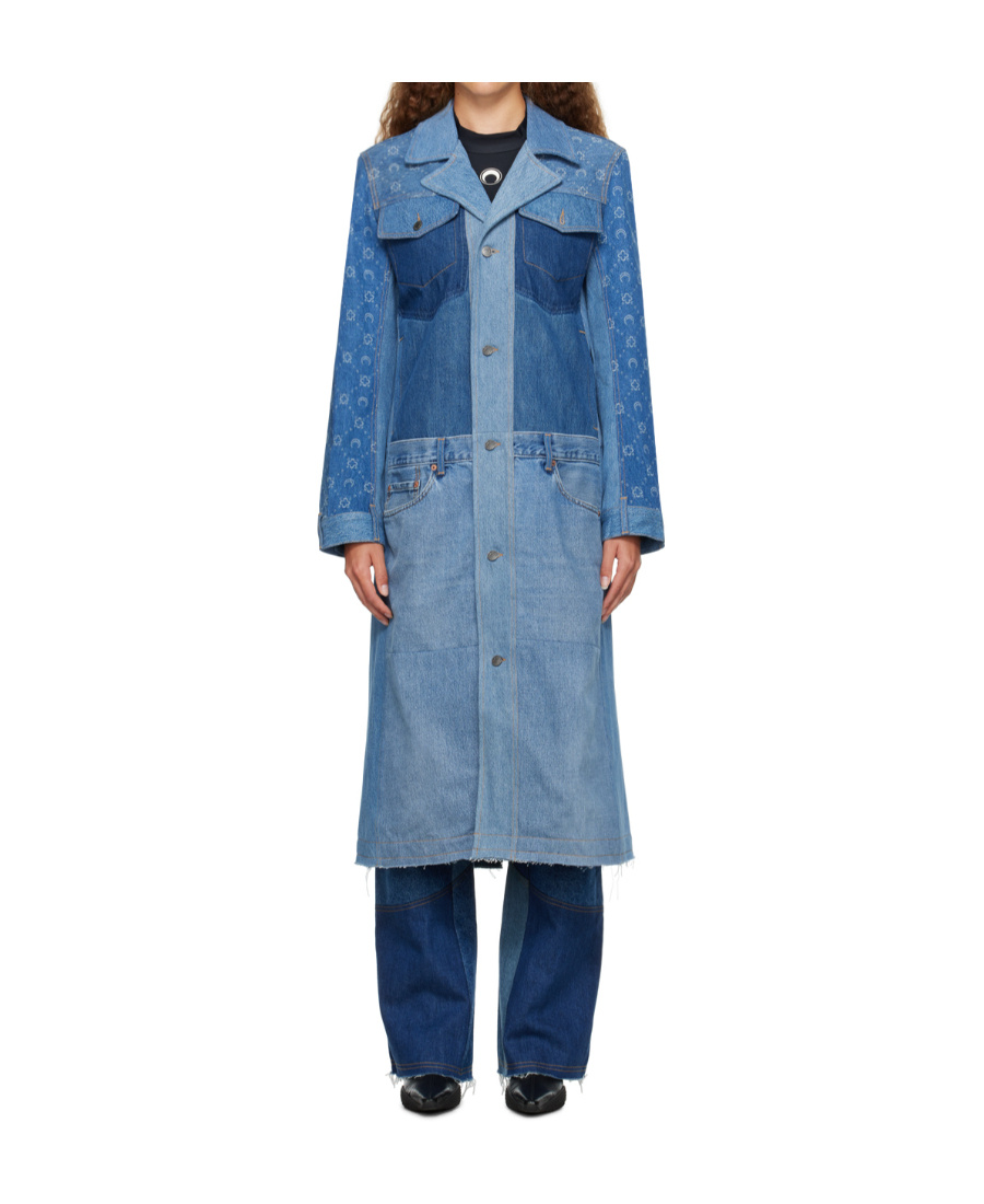 Marine Serre Blue Moonogram Denim Jacket In Blue