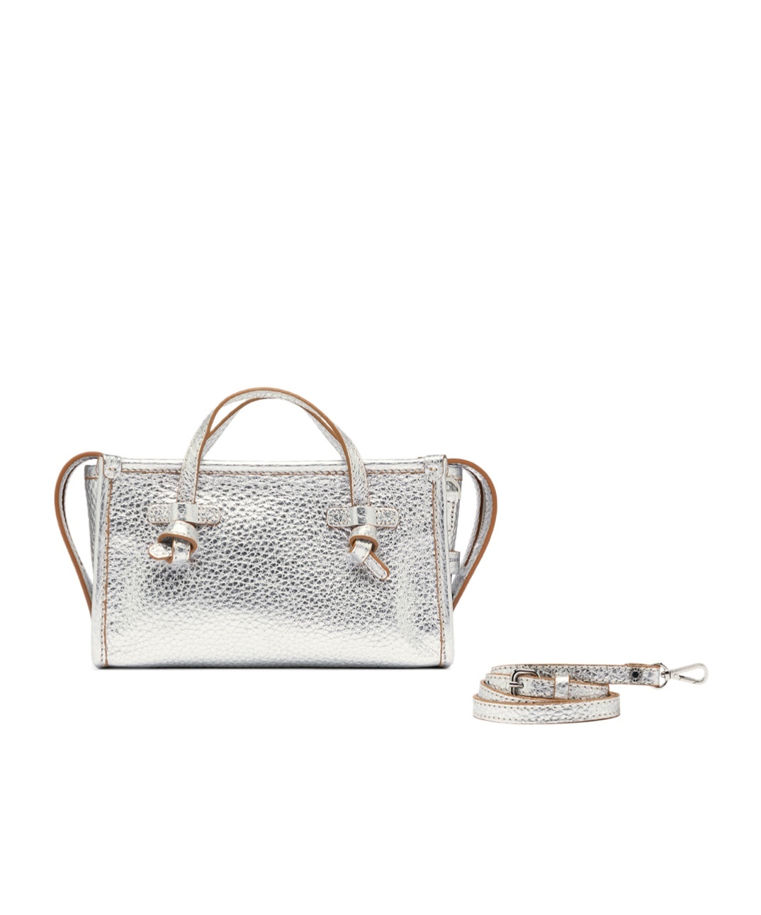 Gianni Chiarini Marcella Textured Silver Leather Shoulder Bag In White