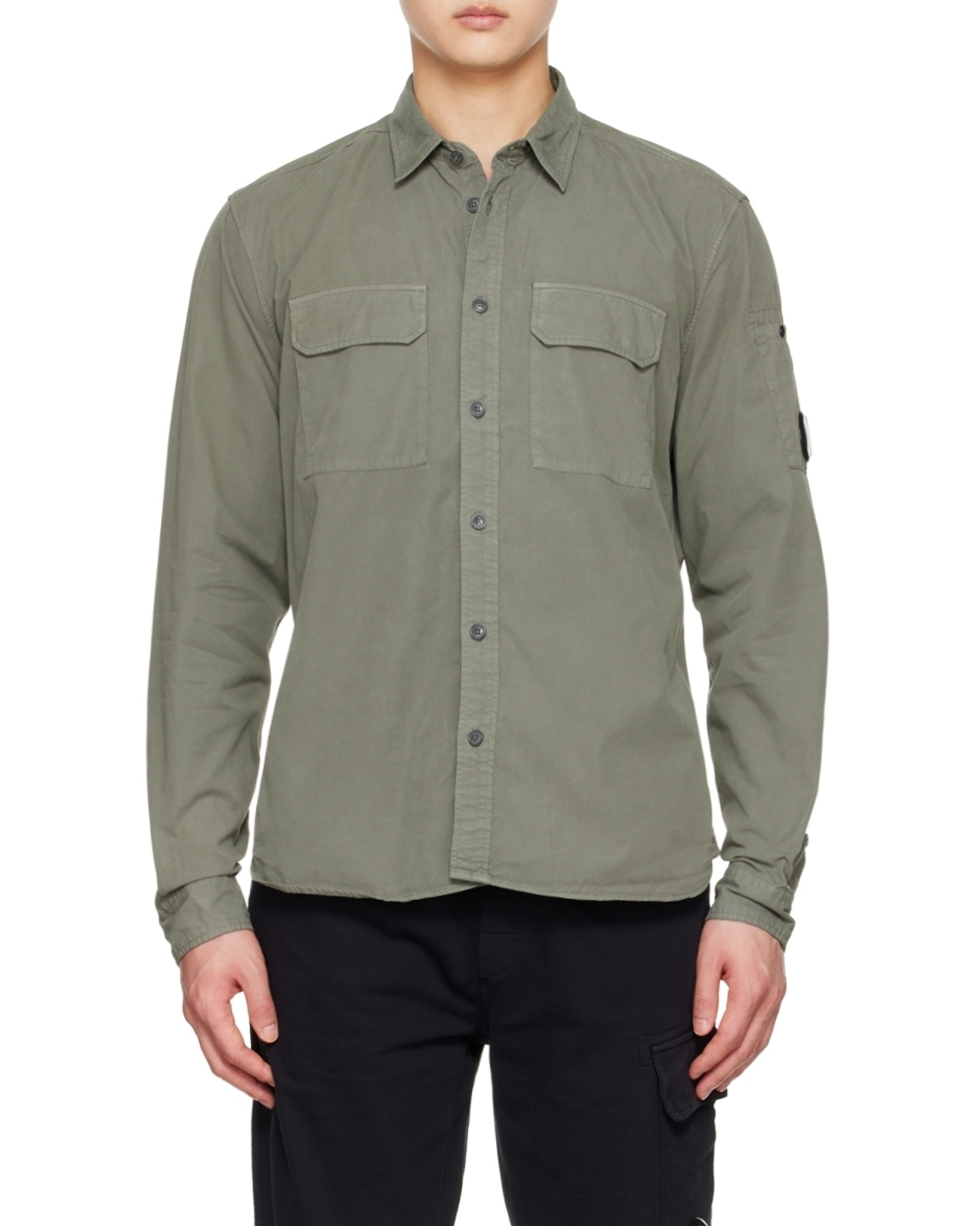 C.p. Company Lens-detail Shirt In Gray