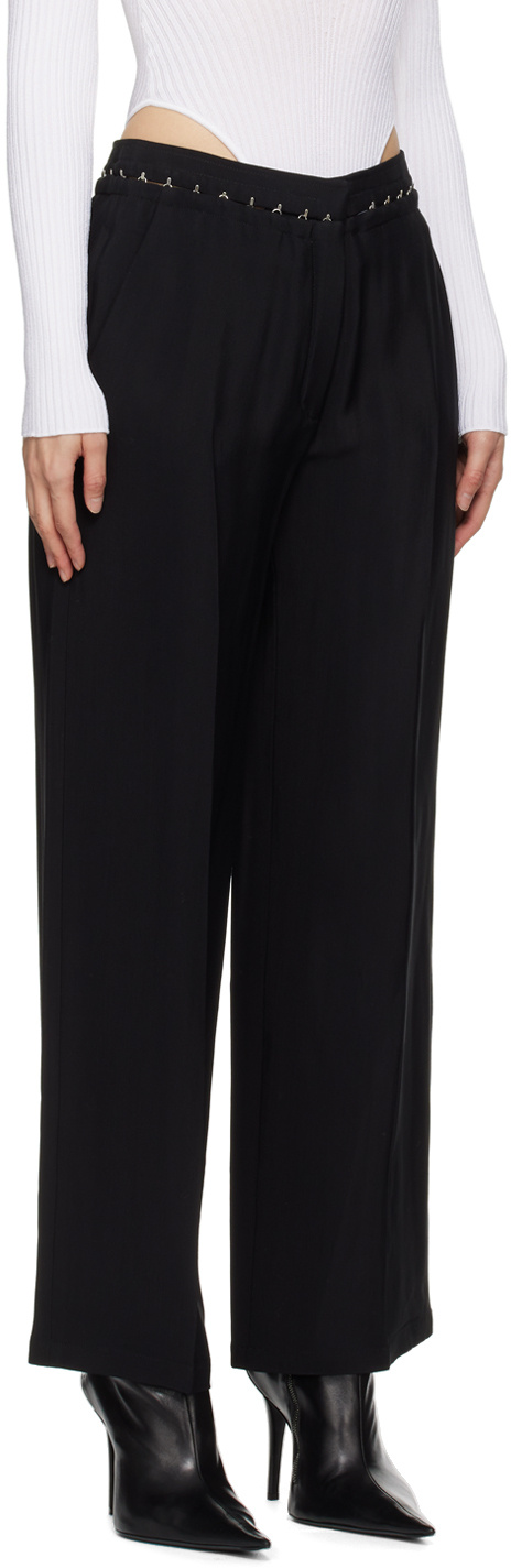 Mugler Hook-eye Wide Trousers In Black