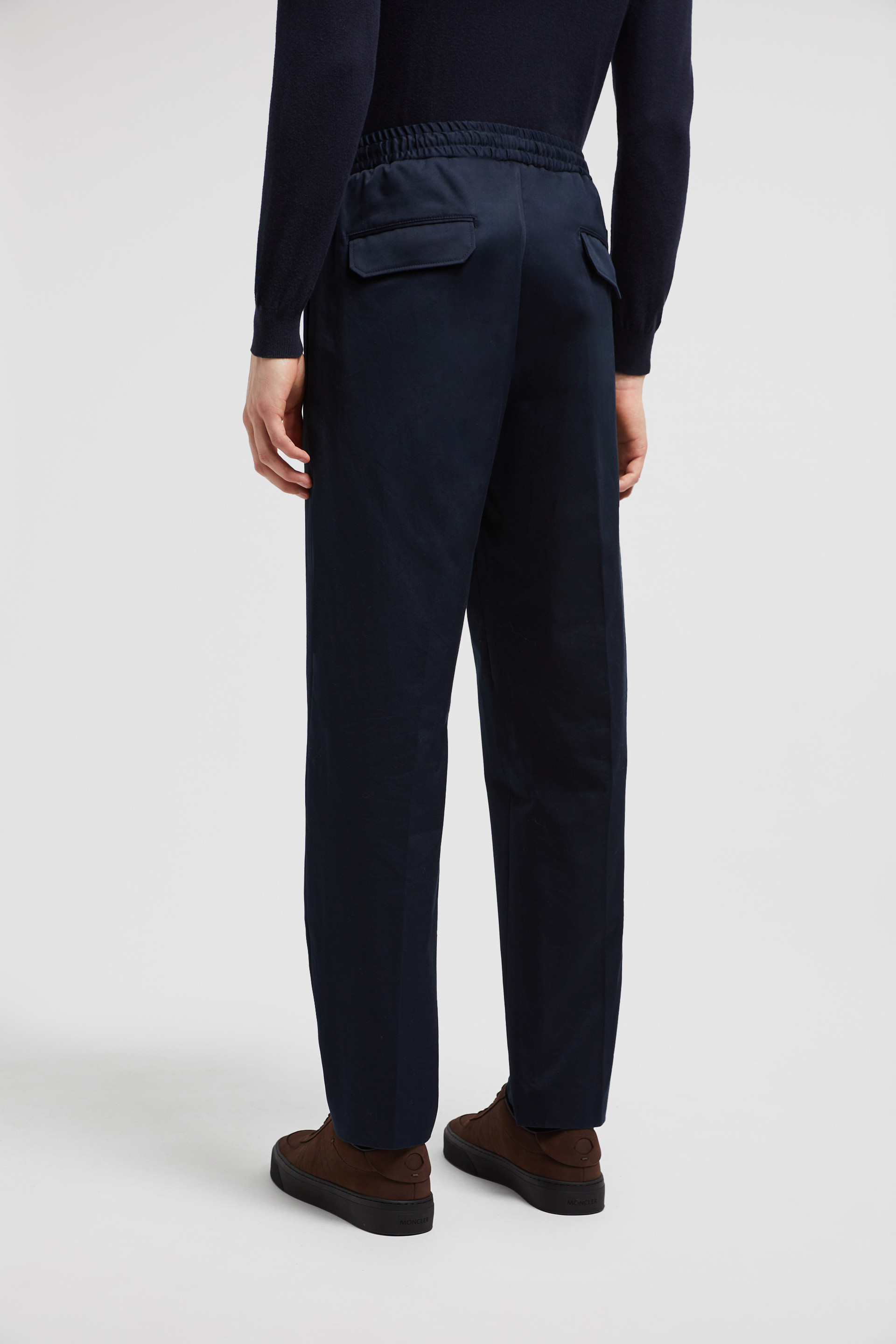 Moncler Cotton Trousers In Blue