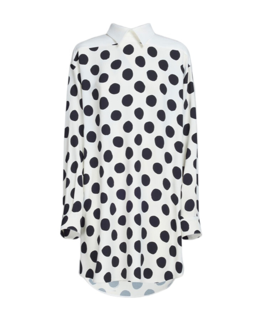 Marni Womens Iris Blue Polka Dot Curved-hem Stretch-woven Mini Dress In White