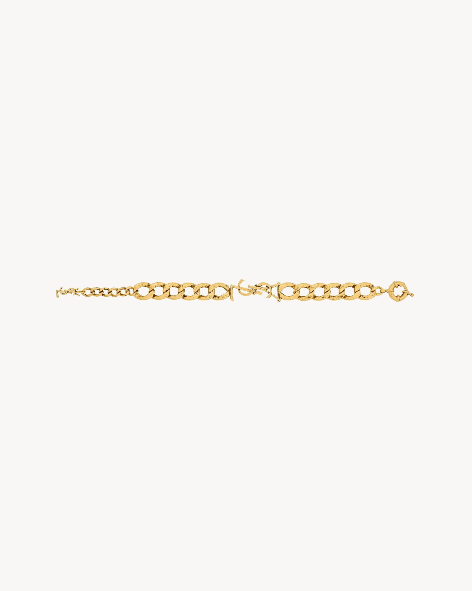 Saint Laurent Le Cassandre Metal Bracelet In Gold