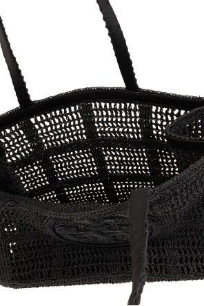 Tory Burch Ella Hand-crocheted Large Tote In Black