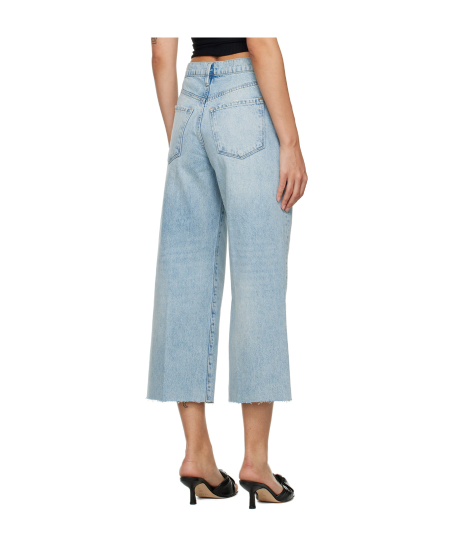 Shop Frame Non-elastic Wide-leg Jeans In Blue