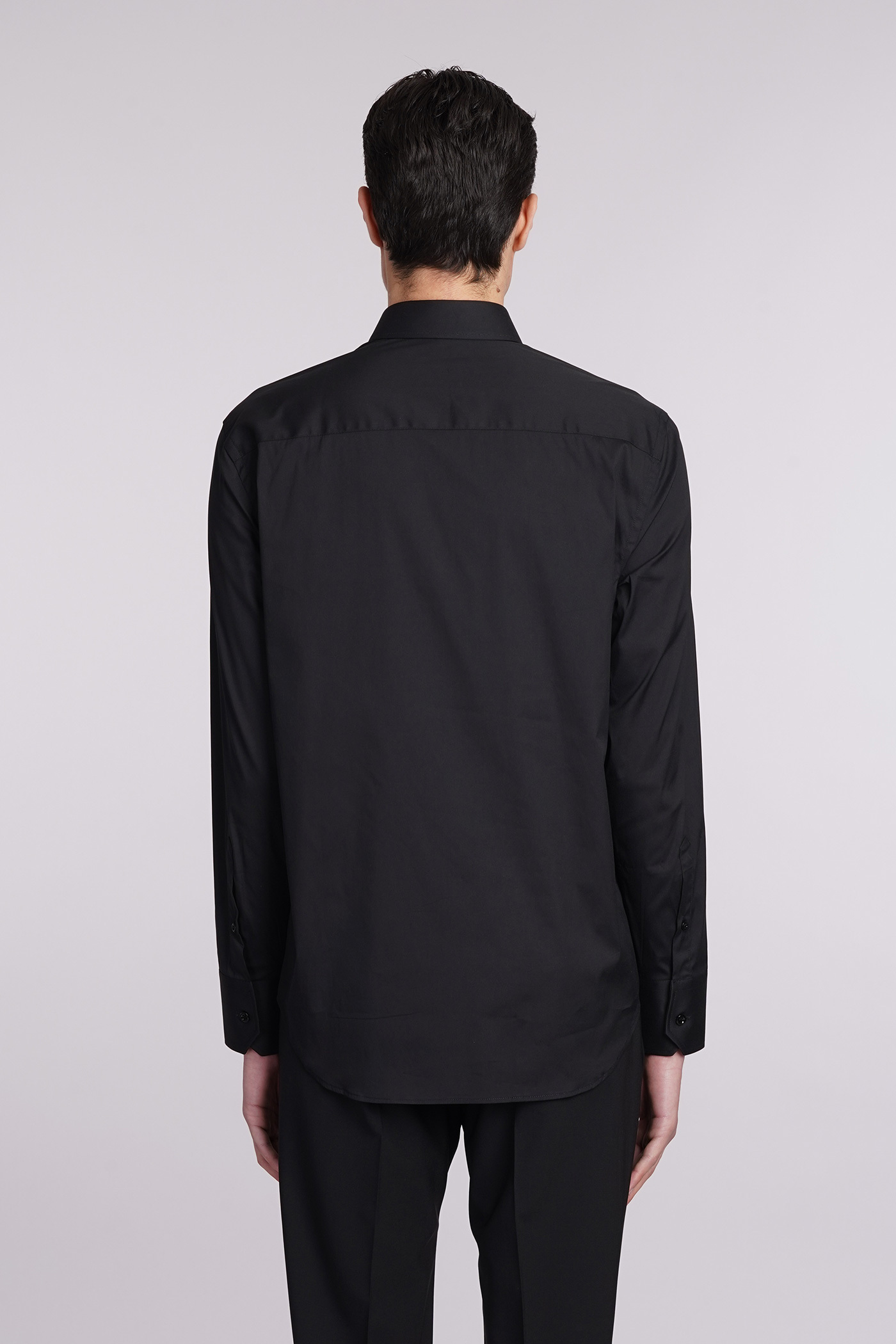 Emporio Armani Plain Long-sleeved Buttoned Shirt In Black