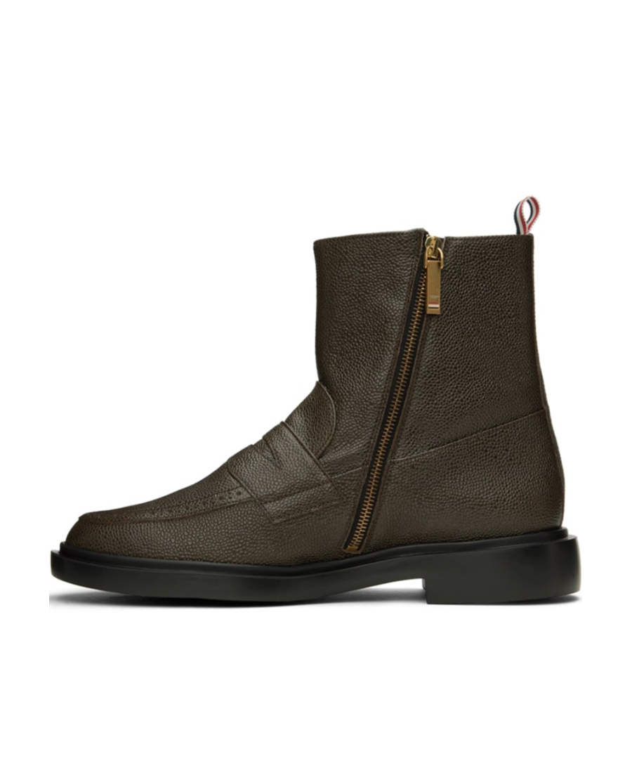 Thom Browne Round Head Spliced Boots In Black