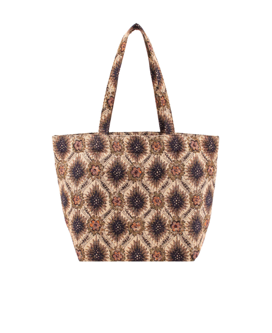Etro Trotter Jacquard Tote Bag In Brown