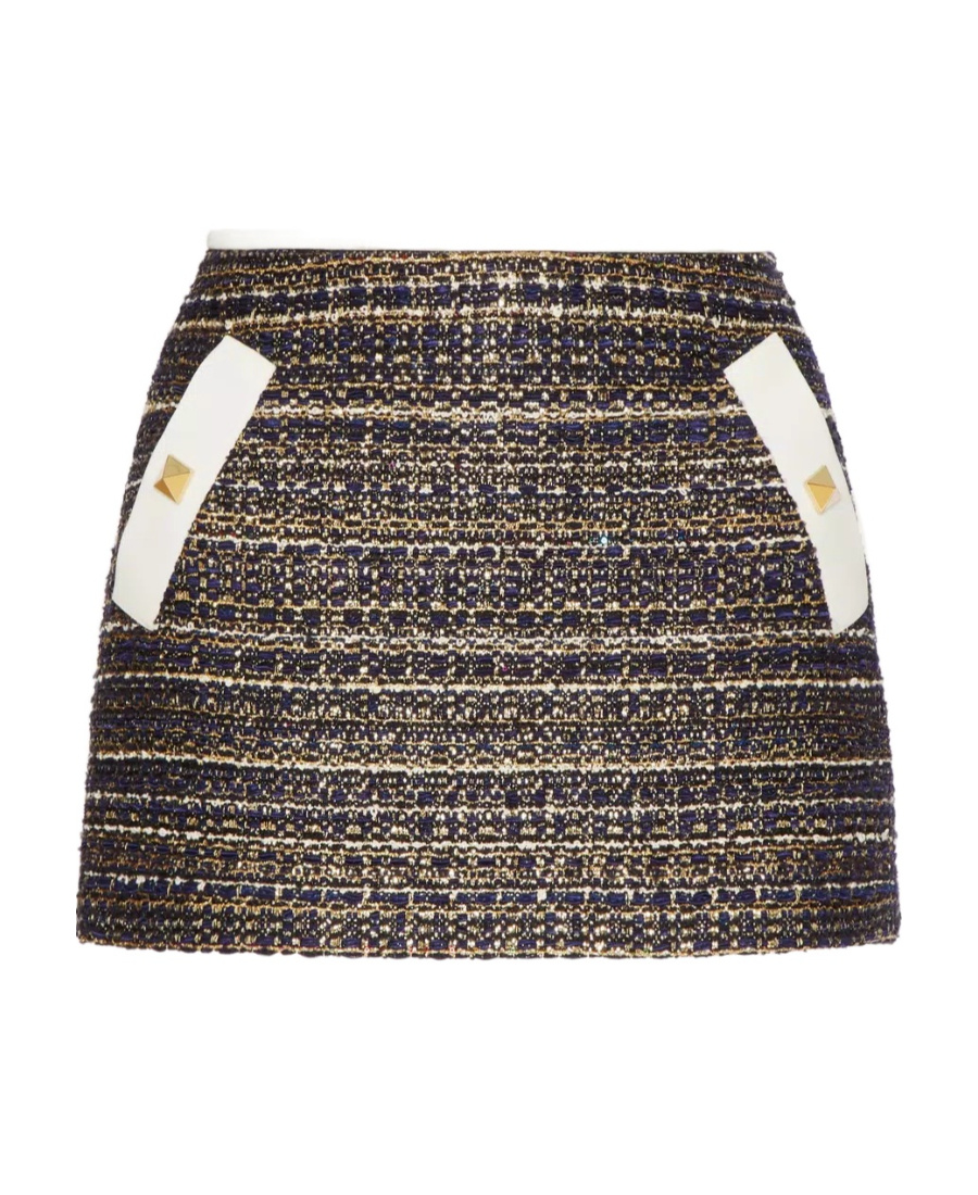 Valentino Tweed Mini Skirt In Black