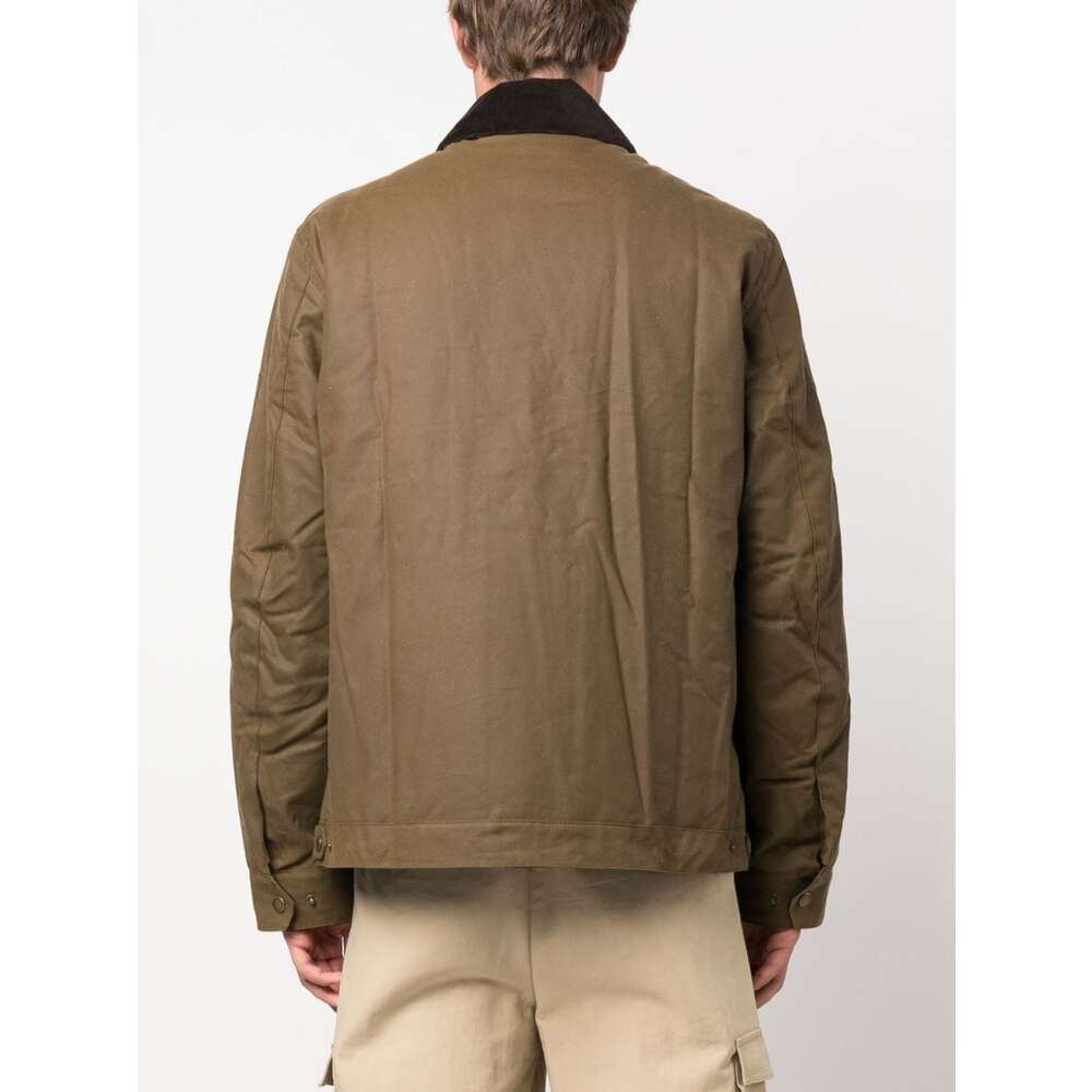 Barbour Logo-patch Cotton Shirt Jacket In Brown