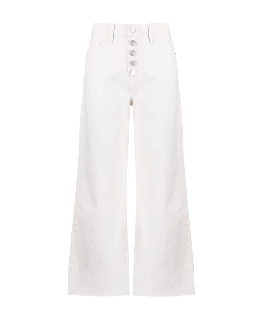 Shop Frame High-waist Wide-leg Cropped Jeans In White