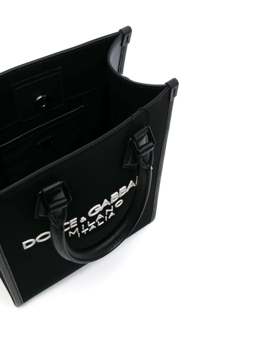Dolce & Gabbana Mini Messenger Bag With Rubberized Logo In Black