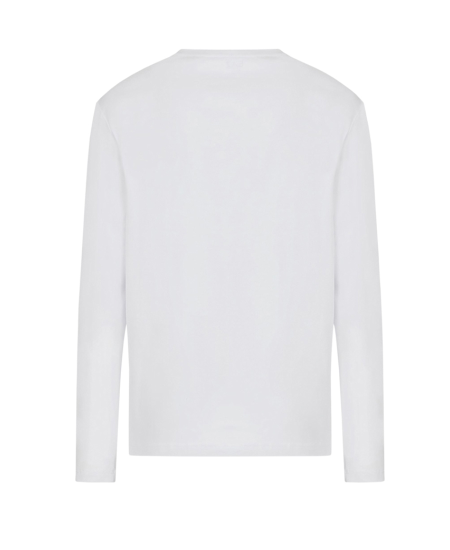 Ea7 T-shirt With Round Neck And Long Sleeves In White