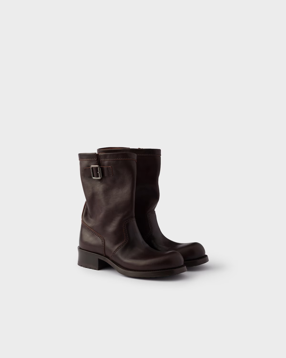 Prada Chocolate Brown Leather Boots In Brown