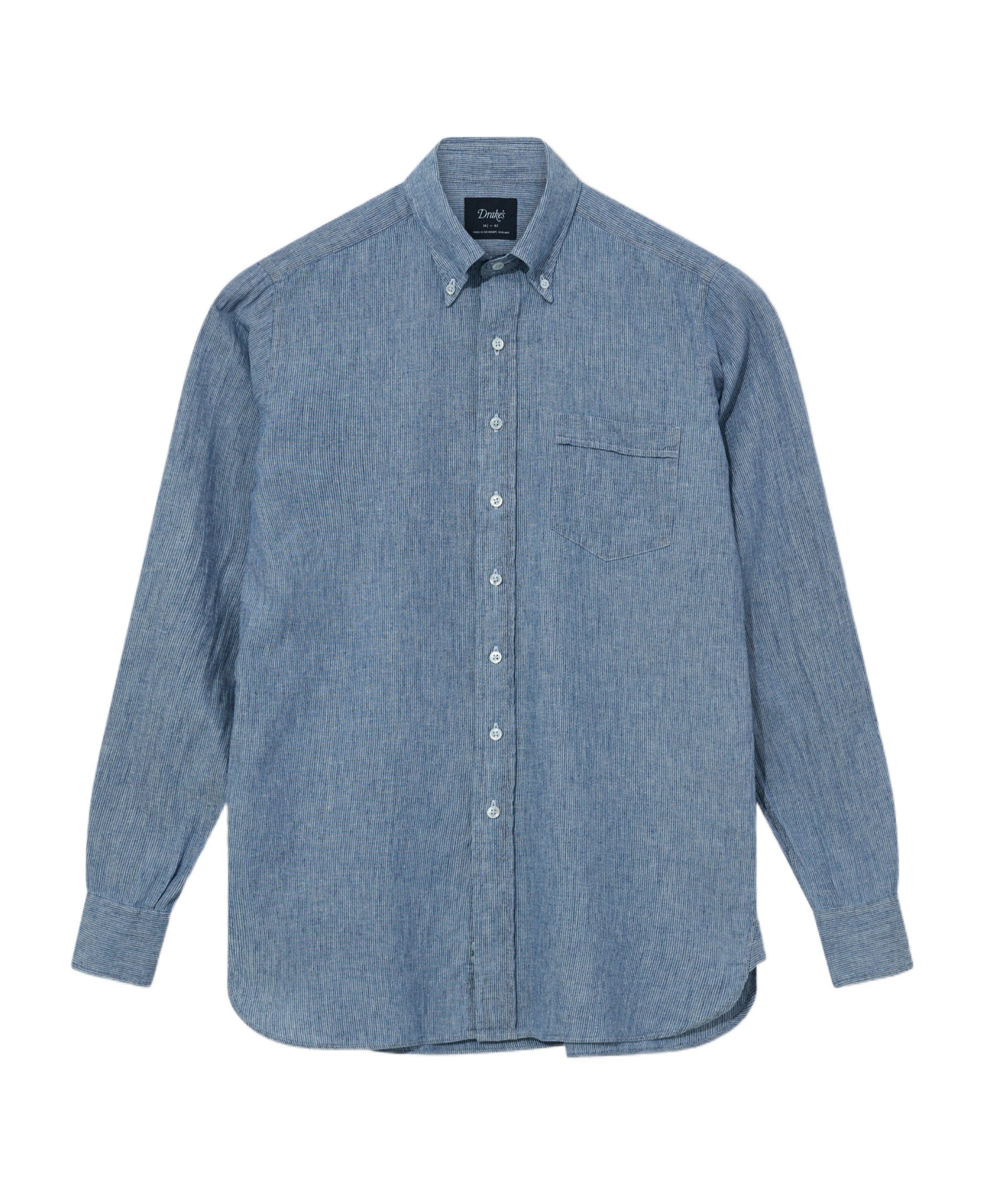 Drake's London Long-sleeved Shirt In Blue