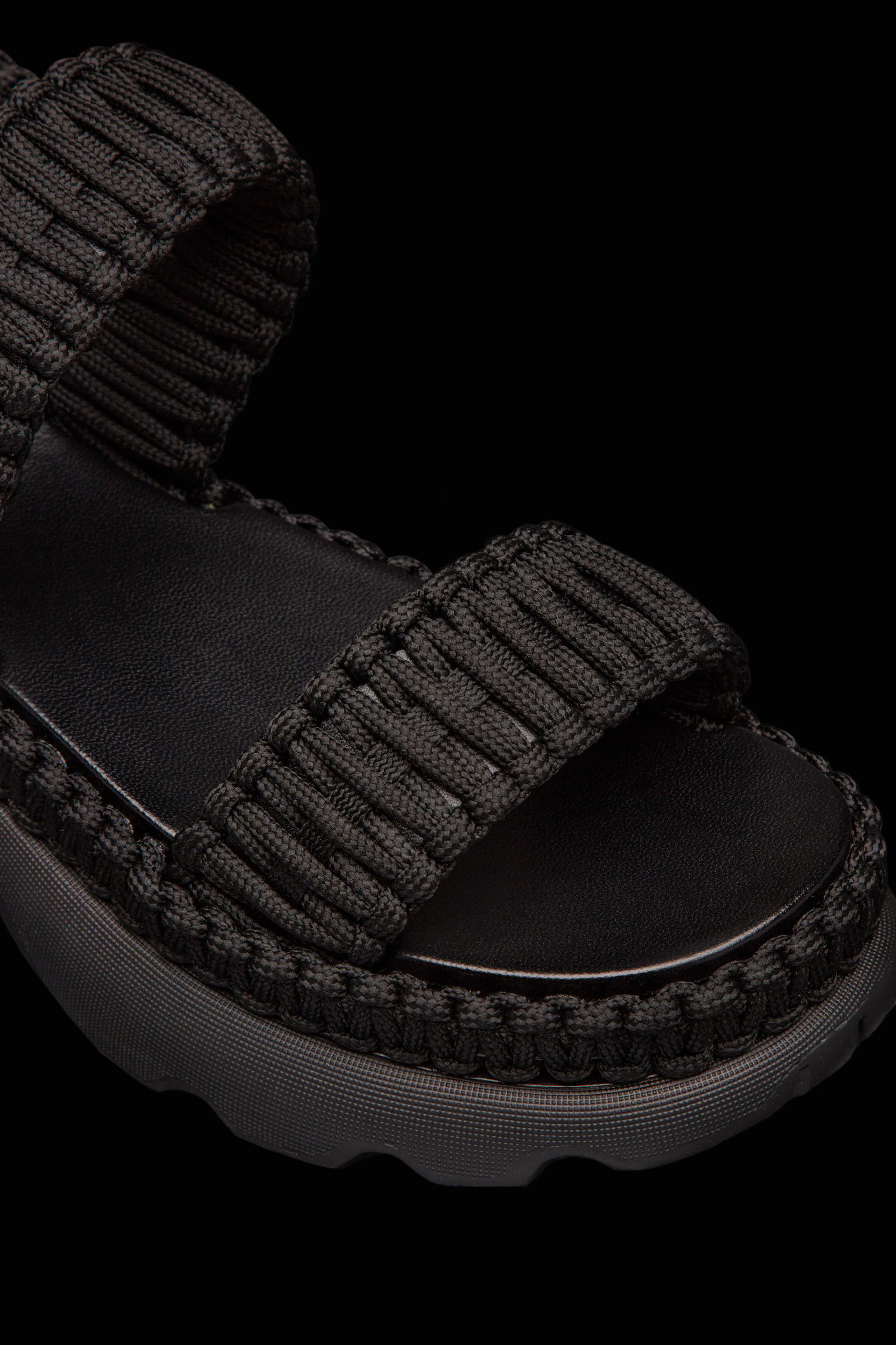 Shop Moncler Belay Woven Sandals In Black