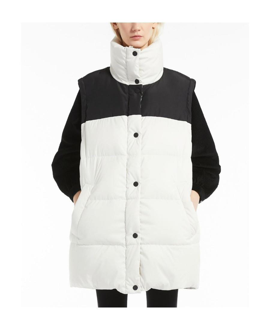 Weekend Max Mara Down Jacket With Logo Collar In White