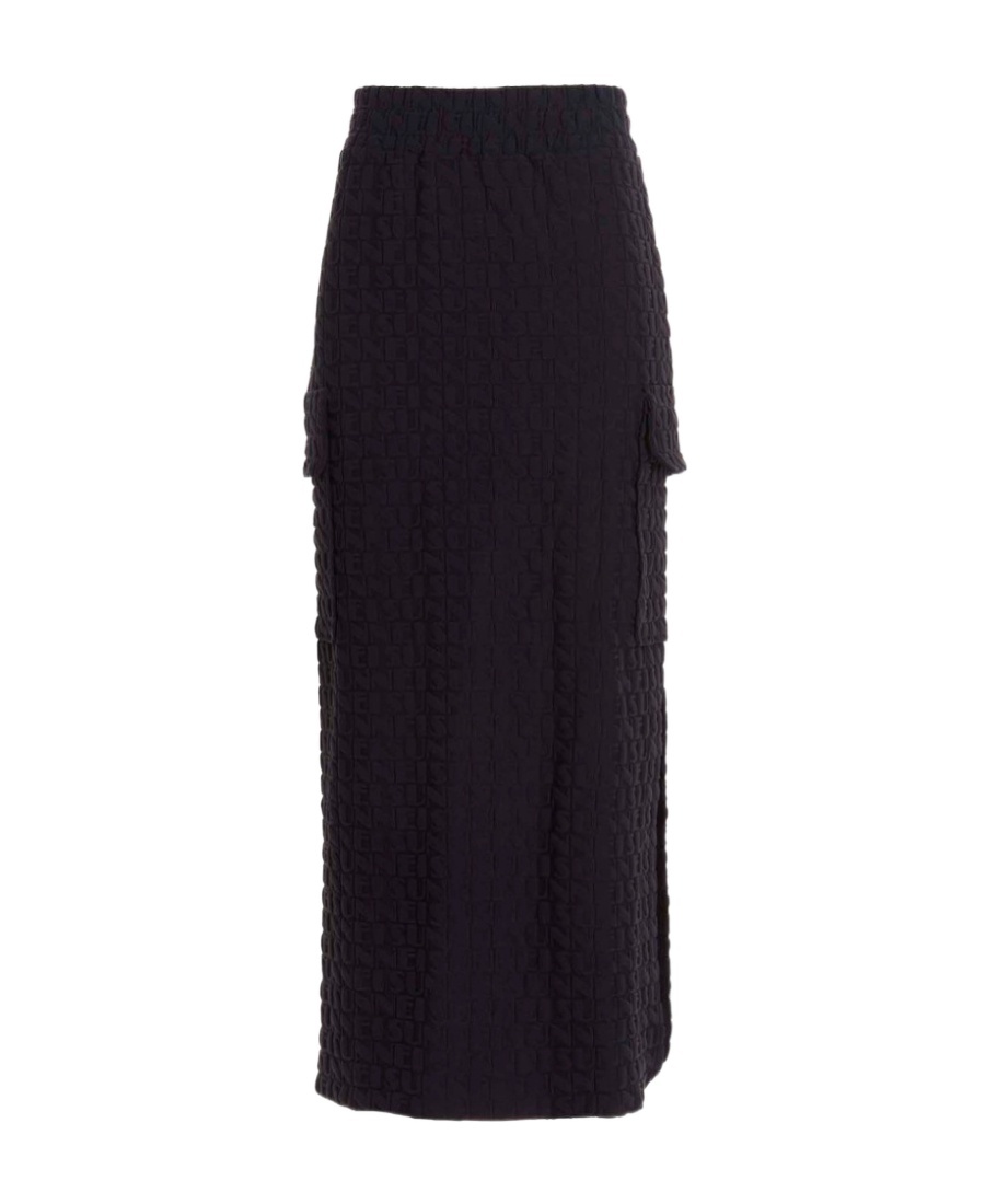 Sunnei Navy Overlapped Midi Skirt In Black