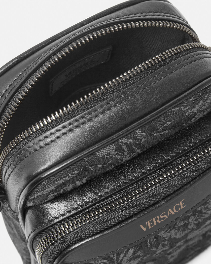 Versace Barocco Athena Crossbody Bag In Black