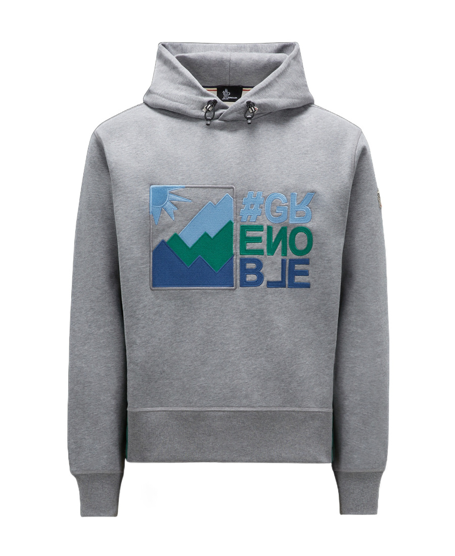 Moncler Men's Logo-printed Hoodie In Gray