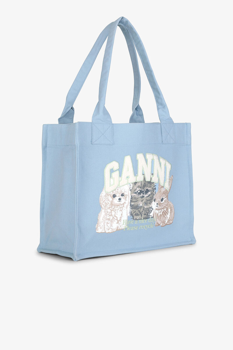 Ganni Blue Large Animal Print Tote