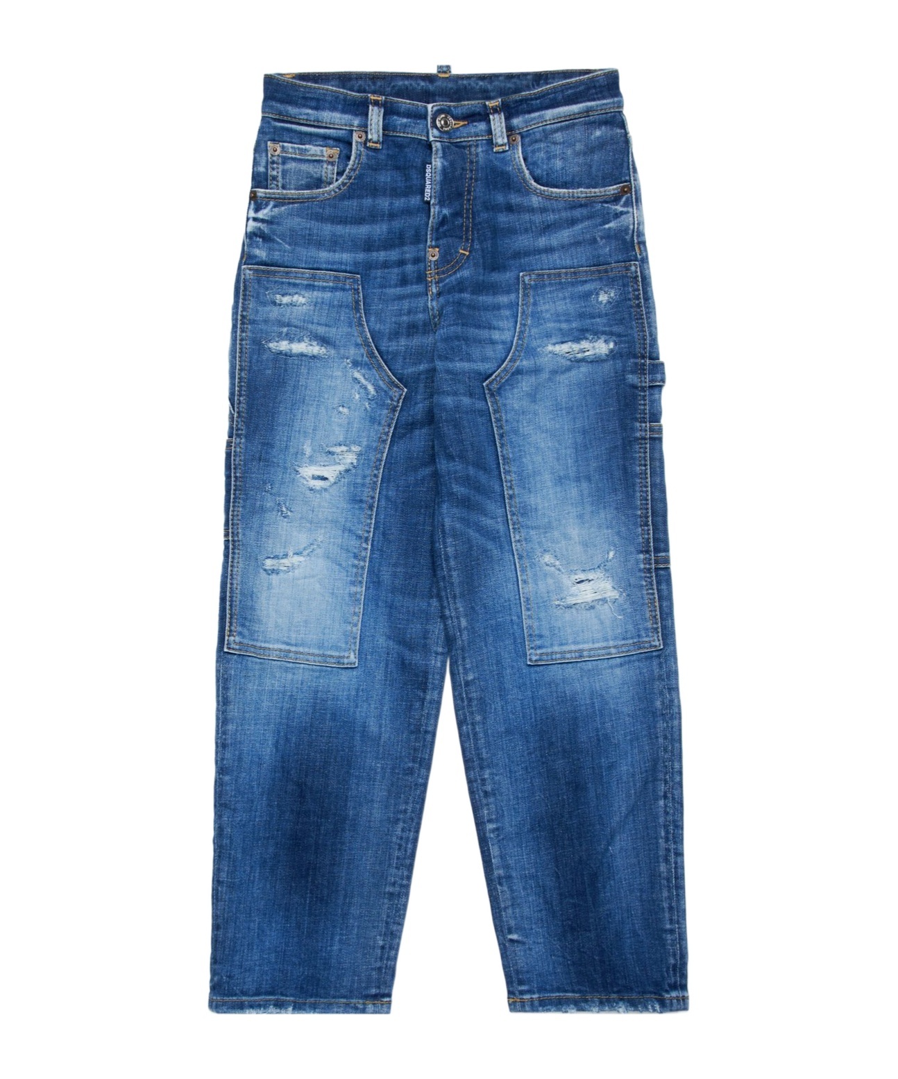 Dsquared2 Distressed Panelled Jeans In Blue