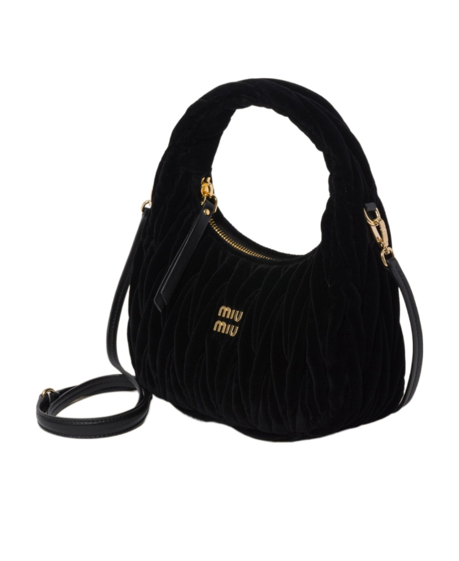 Miu Miu Small Velvet Wander Top-handle Bag In Black