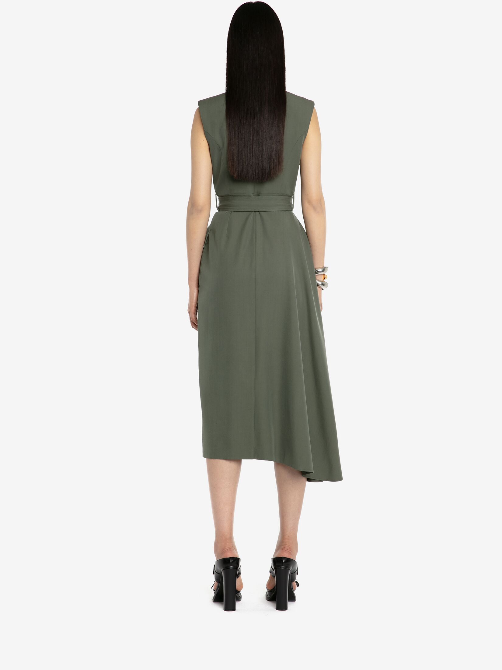 Alexander Mcqueen Tailored Wool Midi Dress In Green