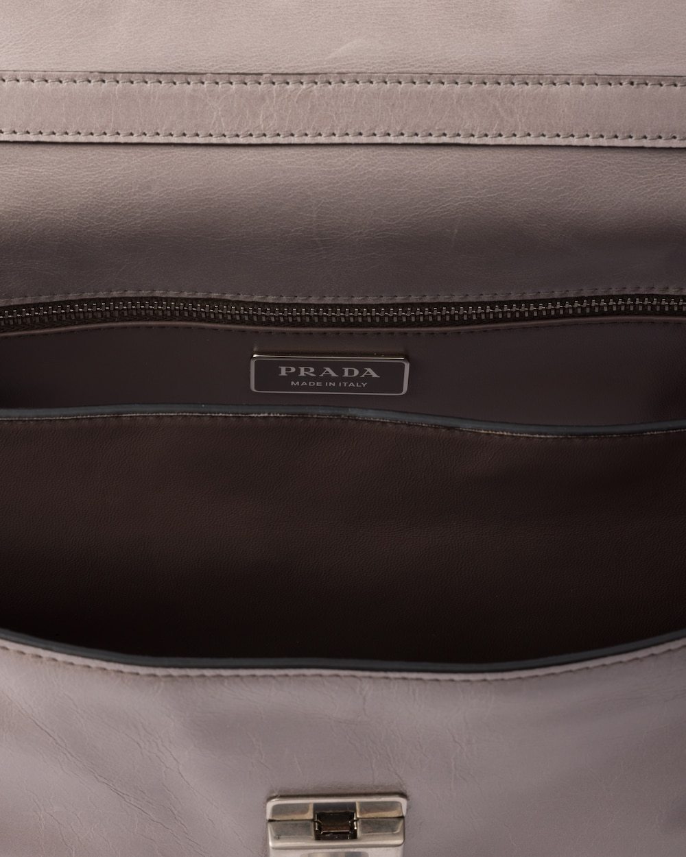 Prada Medium Buckle Flap Leather Shoulder Bag In Pewter