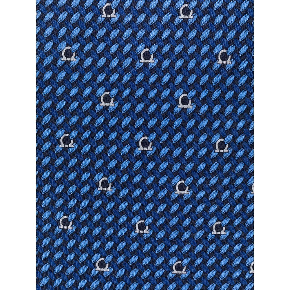 Ferragamo Jacquard Logo Tie In Blue