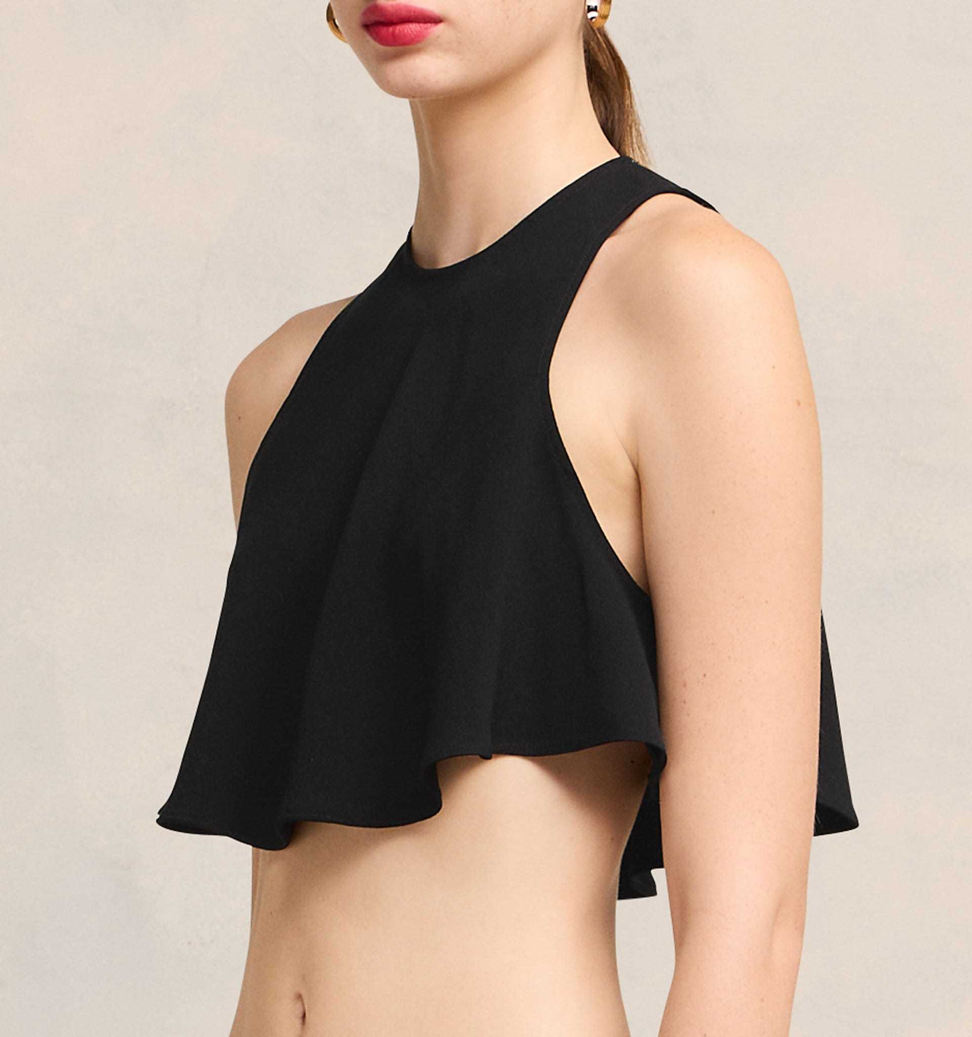 Ami Alexandre Mattiussi Flared Cropped Blouse In Black